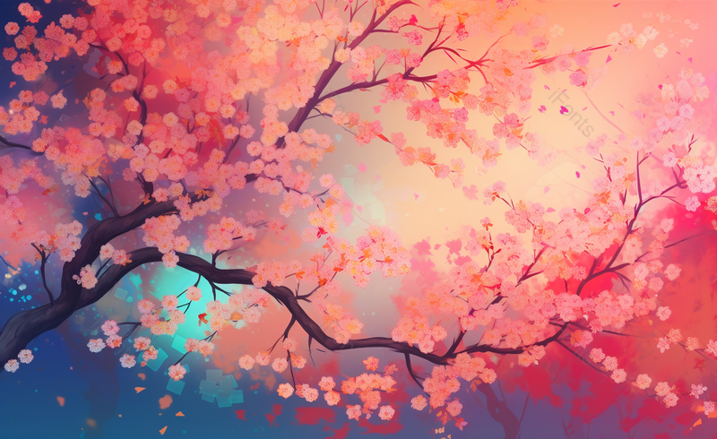 手绘樱花树卡通背景母亲节唯美落花插画背景卡通母亲节高清插画,插画/手绘图,插画/手绘图库,插画/手绘图下载,插画/手绘